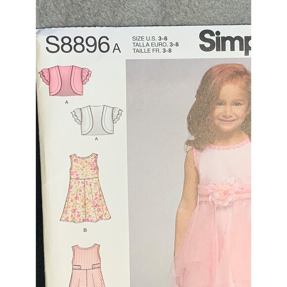 Simplicity Girls Dress Sewing pattern Sz 3-8 S8896 - Uncut - Picture 2 of 4